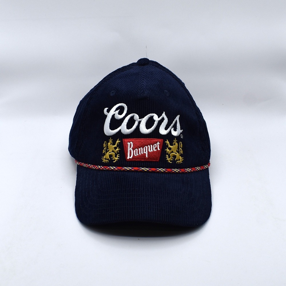 Coors Banquet Beer Corduroy Rope Snapback Hat Cap Adjustable Navy Blue NWT NEW